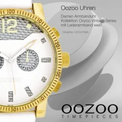 Oozoo Unisex Armbanduhr Vintage Series Analog Leder weiß UOC4796A