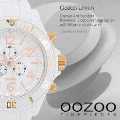 Oozoo Unisex Armbanduhr Vintage Series Analog Silikon weiß UOC4831A