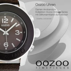 Oozoo Unisex Armbanduhr Vintage Series Analog Silikon dunkelbraun UOC5016A