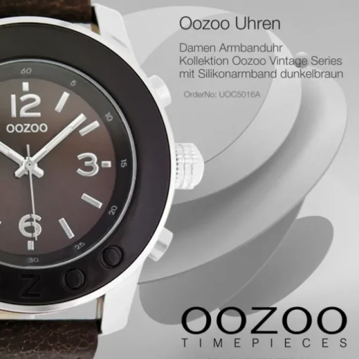 Oozoo Unisex Armbanduhr Vintage Series Analog Silikon dunkelbraun UOC5016A