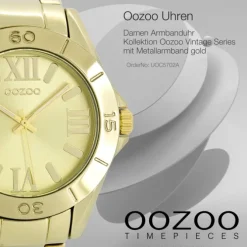 Oozoo Unisex Armbanduhr Vintage Series Analog Metall gold UOC5702A