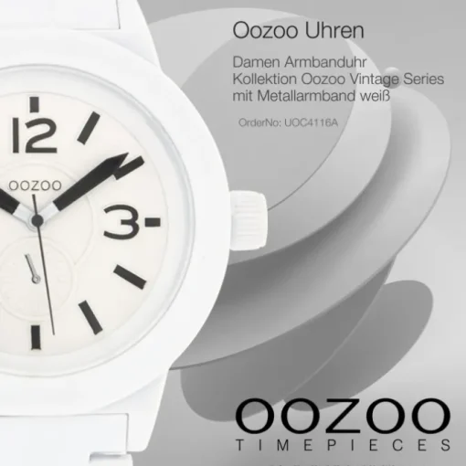 Oozoo Unisex Armbanduhr Vintage Series Analog Metall weiß UOC4116A