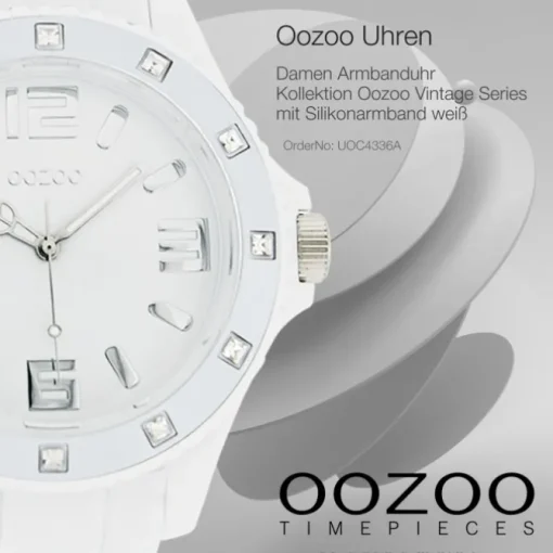 Oozoo Unisex Armbanduhr Vintage Series Analog Silikon weiß UOC4336A