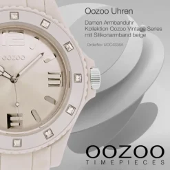 Oozoo Unisex Armbanduhr Vintage Series Analog Silikon beige hellbraun UOC4338A