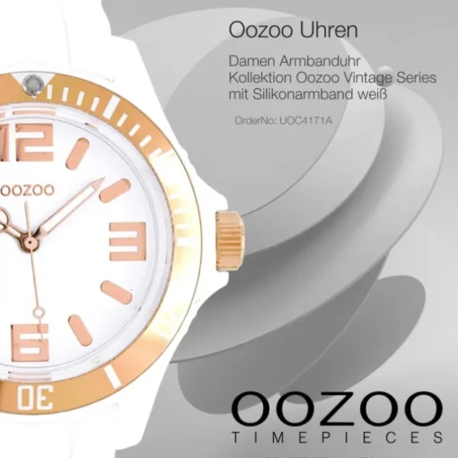 Oozoo Unisex Armbanduhr Vintage Series Analog Silikon weiß UOC4171A