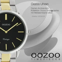 Oozoo Unisex Armbanduhr Vintage Series Analog Metall silber gold UOC20104