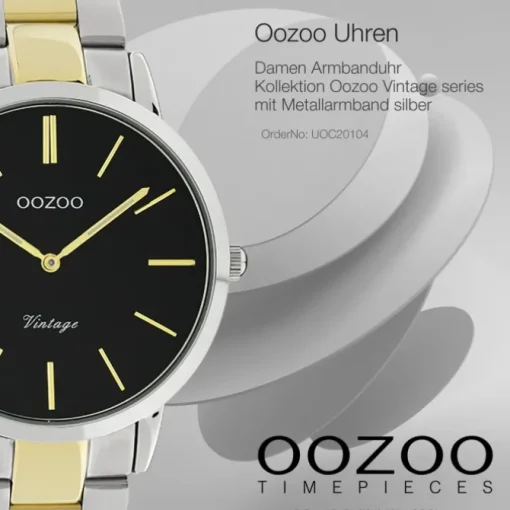 Oozoo Unisex Armbanduhr Vintage Series Analog Metall silber gold UOC20104