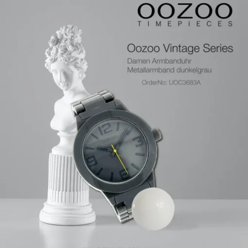 Oozoo Unisex Armbanduhr Vintage Series Analog Kunststoff dunkelgrau UOC3683A