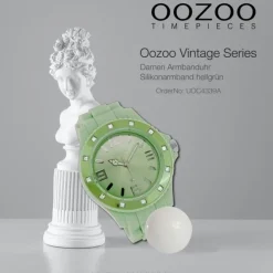 Oozoo Unisex Armbanduhr Vintage Series Analog Silikon hellgrün UOC4339A