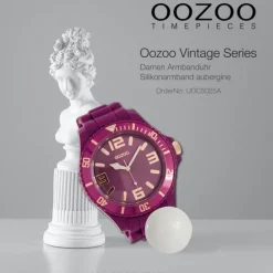 Oozoo Unisex Armbanduhr Vintage Series Analog Silikon aubergine lila UOC5025A