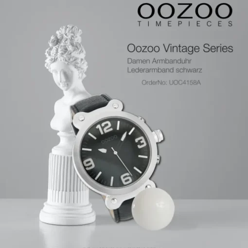 Oozoo Unisex Armbanduhr Vintage Series Analog Leder schwarz UOC4158A