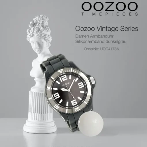 Oozoo Unisex Armbanduhr Vintage Series Analog Silikon dunkelgrau UOC4173A