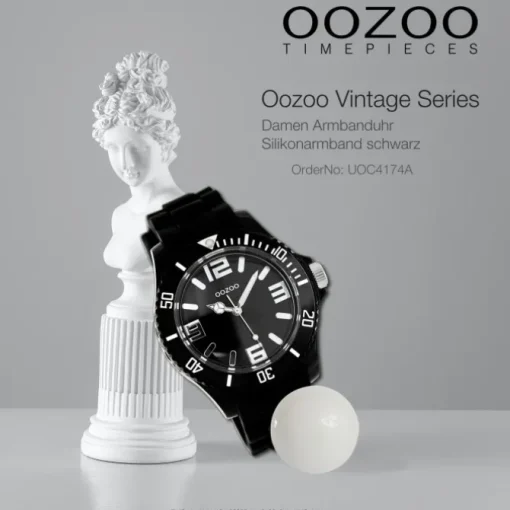 Oozoo Unisex Armbanduhr Vintage Series Analog Silikon schwarz UOC4174A