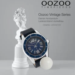 Oozoo Unisex Armbanduhr Vintage Series Analog Leder dunkelblau UOC4272A