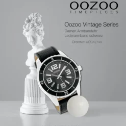 Oozoo Unisex Armbanduhr Vintage Series Analog Leder schwarz UOC4274A