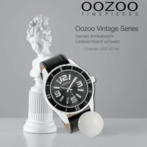 Oozoo Unisex Armbanduhr Vintage Series Analog Leder schwarz UOC4274A