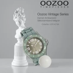 Oozoo Unisex Armbanduhr Vintage Series Analog Silikon hellgrün UOC4279A