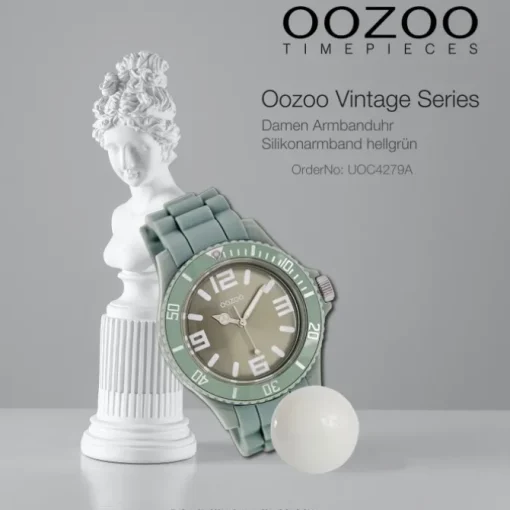 Oozoo Unisex Armbanduhr Vintage Series Analog Silikon hellgrün UOC4279A