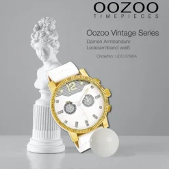 Oozoo Unisex Armbanduhr Vintage Series Analog Leder weiß UOC4796A