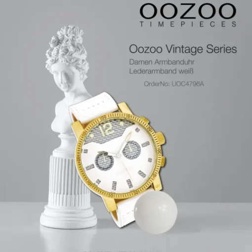 Oozoo Unisex Armbanduhr Vintage Series Analog Leder weiß UOC4796A