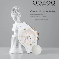 Oozoo Unisex Armbanduhr Vintage Series Analog Silikon weiß UOC4831A