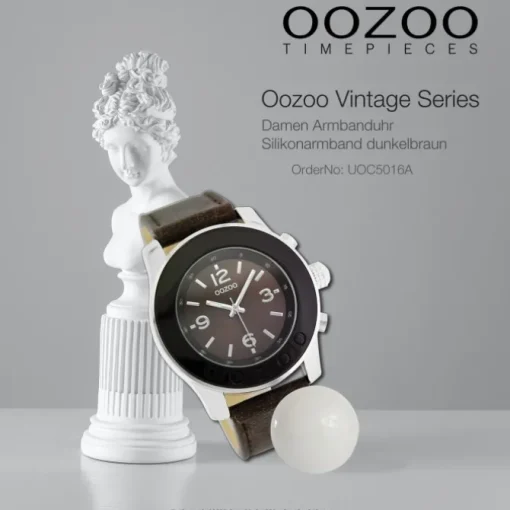 Oozoo Unisex Armbanduhr Vintage Series Analog Silikon dunkelbraun UOC5016A