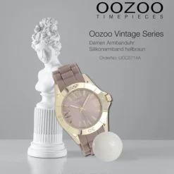 Oozoo Unisex Armbanduhr Vintage Series Analog Silikon hellbraun UOC5714A