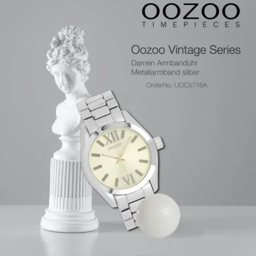 Oozoo Unisex Armbanduhr Vintage Series Analog Metall silber UOC5716A