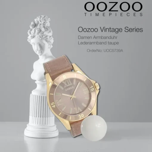 Oozoo Unisex Armbanduhr Vintage Series Analog Leder taupe hellbraun UOC5739A
