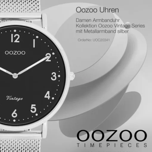 Oozoo Unisex Armbanduhr Vintage Series Analog Metall silber UOC20341