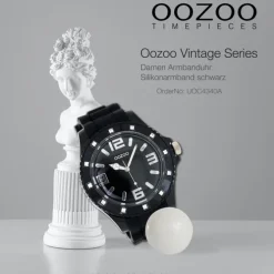 Oozoo Unisex Armbanduhr Vintage Series Analog Silikon schwarz UOC4340A