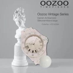 Oozoo Unisex Armbanduhr Vintage Series Analog Silikon beige hellbraun UOC4338A