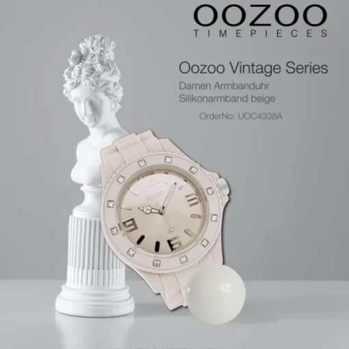 Oozoo Unisex Armbanduhr Vintage Series Analog Silikon beige hellbraun UOC4338A