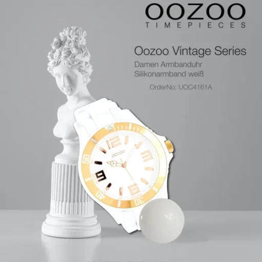 Oozoo Unisex Armbanduhr Vintage Series Analog Silikon weiß UOC4161A