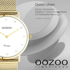 Oozoo Unisex Armbanduhr Vintage Series C20241 Analog Edelstahl gold UOC20241