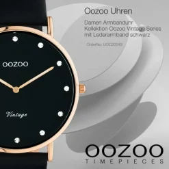 Oozoo Unisex Armbanduhr Vintage Series C20249 Analog Leder schwarz UOC20249