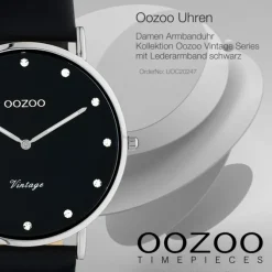 Oozoo Unisex Armbanduhr Vintage Series C20247 Analog Leder schwarz UOC20247