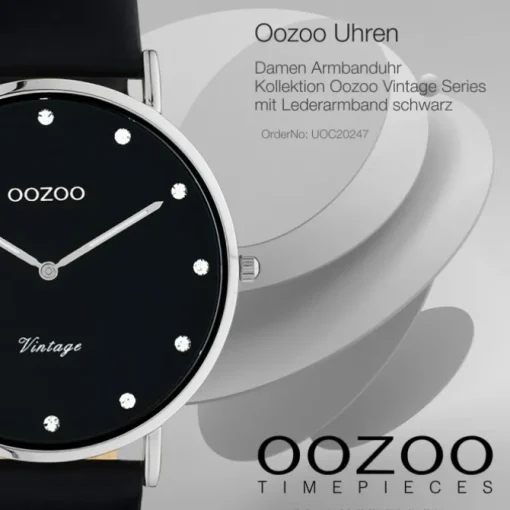 Oozoo Unisex Armbanduhr Vintage Series C20247 Analog Leder schwarz UOC20247