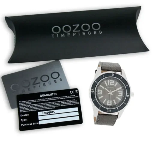 Oozoo Unisex Armbanduhr Vintage Series Analog Leder taupe grau UOC4273A