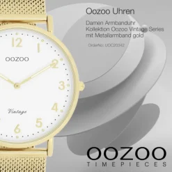 Oozoo Unisex Armbanduhr Vintage Series Analog Metall gold UOC20342