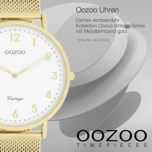 Oozoo Unisex Armbanduhr Vintage Series Analog Metall gold UOC20342