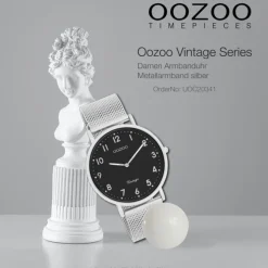 Oozoo Unisex Armbanduhr Vintage Series Analog Metall silber UOC20341