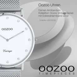 Oozoo Unisex Armbanduhr Vintage Series C20235 Analog Edelstahl silber UOC20235