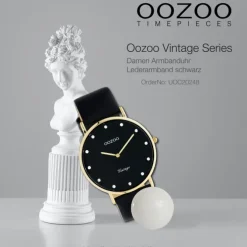 Oozoo Unisex Armbanduhr Vintage Series C20248 Analog Leder schwarz UOC20248
