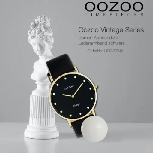 Oozoo Unisex Armbanduhr Vintage Series C20248 Analog Leder schwarz UOC20248