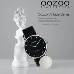 Oozoo Unisex Armbanduhr Vintage Series C20247 Analog Leder schwarz UOC20247