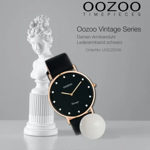 Oozoo Unisex Armbanduhr Vintage Series C20249 Analog Leder schwarz UOC20249