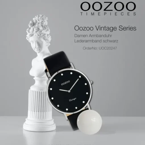 Oozoo Unisex Armbanduhr Vintage Series C20247 Analog Leder schwarz UOC20247