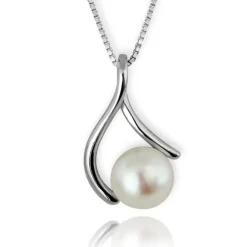 PartyPearl Schmuck Set Perlenkette weiß mit Verpackung Damen 925 Silber PPK005W8