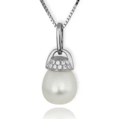 PartyPearl Schmuck Set Perlenkette weiß mit Verpackung Damen 925 Silber PPK002W9